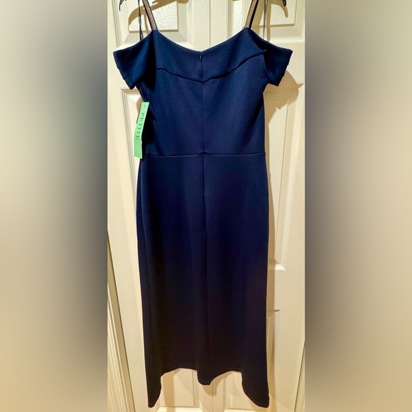 Alexa B Nights Elegant Navy Blue Off-Shoulder rhinestone strap gown Sz. 12P NWT - Picture 7 of 11
